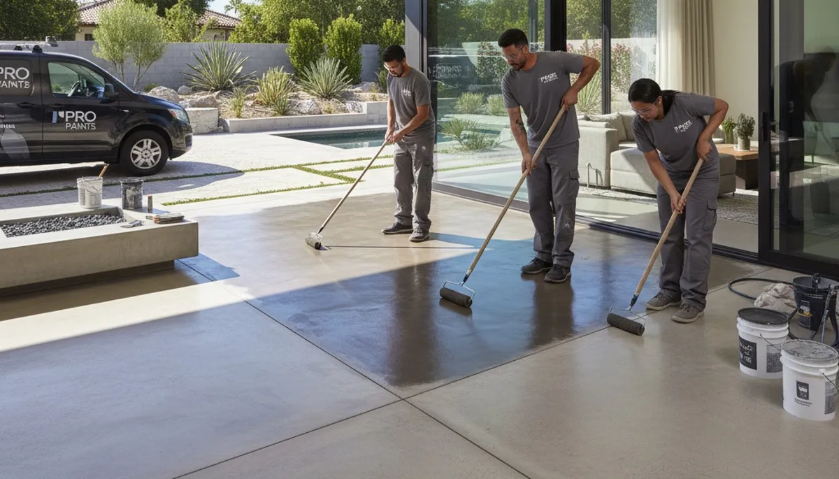 Professional concrete staining on patio surface in Chico, CA by local painting experts
