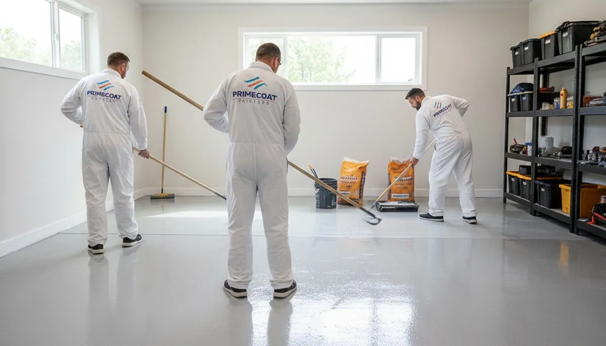 Epoxy garage floor coating in Chico CA showcasing durable concrete finish by local painting pros