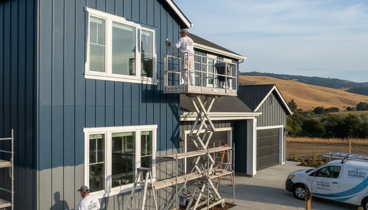 Professional house painters working on home exterior in Chico, CA