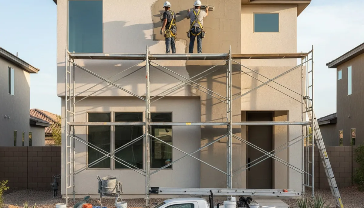 Professional stucco repair on Chico, CA home exterior by expert local house painters
